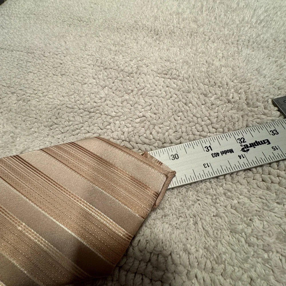 Barry Wang Tie Beige Gold Diagonal Stripe 100% Silk Italy Preppy NWT Business